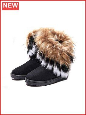 Faux Fur Tassel Winter Snow Boot Suede Flat Ankle Boots